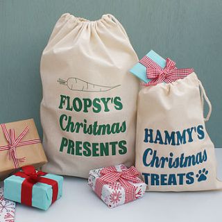 personalised christmas small animal gift sack by sparks clothing