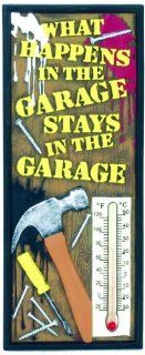 Spoontiques What Happens in Garage Thermometer  Outdoor Thermometers  Patio, Lawn & Garden