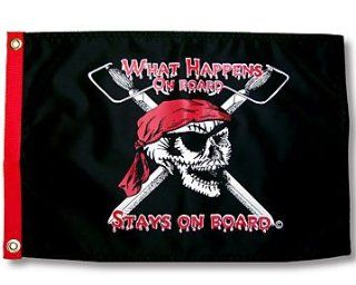What Happens on Board Stays on Board Pirate Flag  Outdoor Flags  Patio, Lawn & Garden