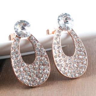 rose gold swarovski crystal teardrop earrings by astrid & miyu