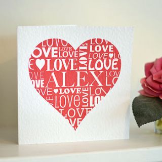 personalised love heart card by oakdene designs