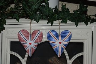 pair of union jack hearts by cambric and cream ltd