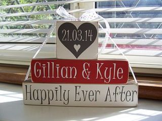 personalised name and date wedding blocks by bobby loves rosie