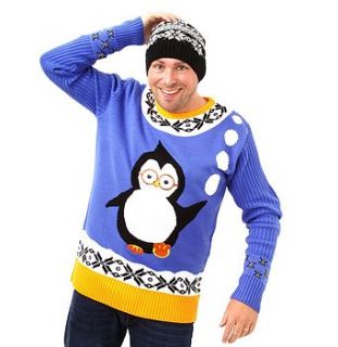 men's perry penguin christmas jumper by christmas jumper company