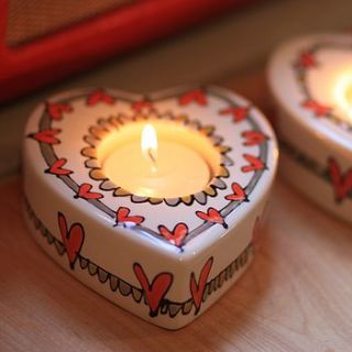 personalised heart shaped t light holder by gallery thea