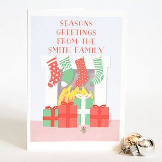 personalised christmas stocking cards by wolf whistle