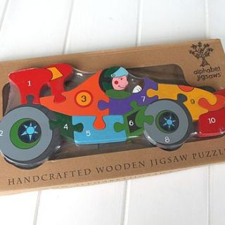 handmade racing car number puzzle by posh totty designs interiors