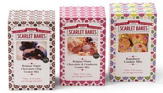 white chocolate and cranberry cookie mix box by scarlet bakes