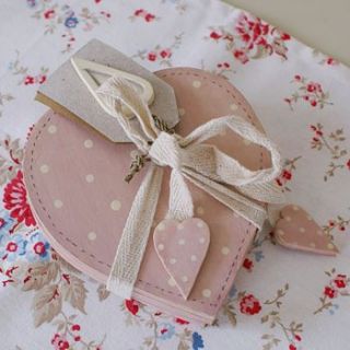 pink polka dot heart coaster set by the chic country home