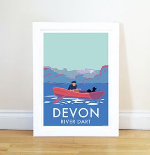 vintage style poster of the river dart boat by becky bettesworth