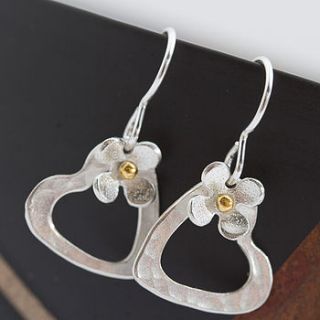 daisy heart earrings of porthleven by carole allen silver jewellery