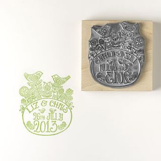 personalised flower birds wedding rubber stamp by noolibird rubber stamps