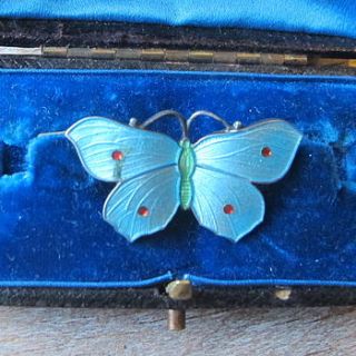 vintage enamel and silver butterfly brooch by ava mae designs
