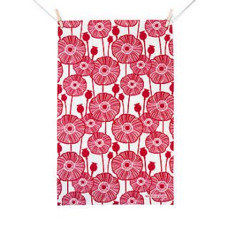 poppies tea towel by marram studio