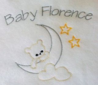 personalised baby blanket   white in sale by lamby embroidery