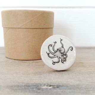 vintage style octopus illustration ring by cherry pie lane