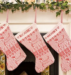 personalised knitted christmas stocking by dora mouse