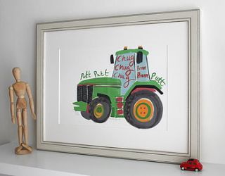 'chug chug tractor' hand signed print by samantha barnes artist
