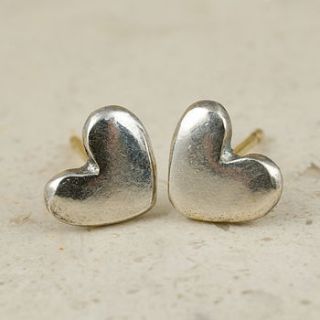 silver and gold plated heart stud earrings by sophie harley london