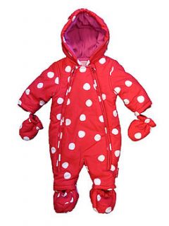 red spot snowsuit and detachable mitts by toby tiger