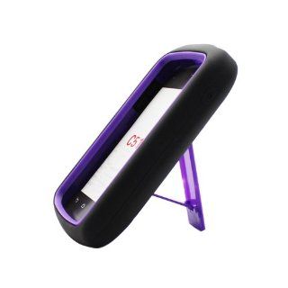 Purple Black Hard Soft Gel Dual Layer Stand Cover Case for Kyocera Hydro C5170 Cell Phones & Accessories