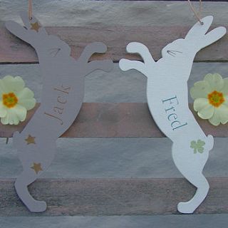 personalised boxing hares decoration by seahorse