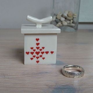 hearts ceramic ring box by sue candy ceramics