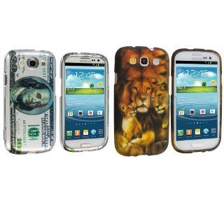 Hard Plastic Snap on Cover Fits Samsung i747 L710 T999 i535 R530 i9300 Galaxy S III Hundred Dollar Green + Rubberized Lion Family AT&T Cell Phones & Accessories