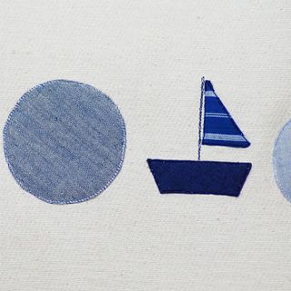 applique two boats cotton cushion cover by clothkat