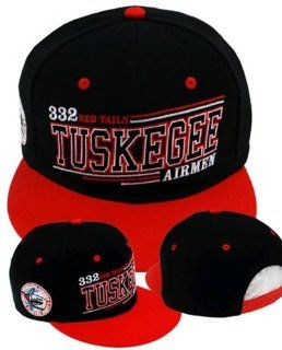 PREMIUM Red Tails Tuskegee Airmen Flatbill Snapback Baseball Cap, 332nd Fighter Group 1941, WWII, BLACK Baseball Hat with Red, White, Black and Sky Blue Embroidered Details, Air Force Hat, African American Heroes, Military Service, Heroes In Time and Space