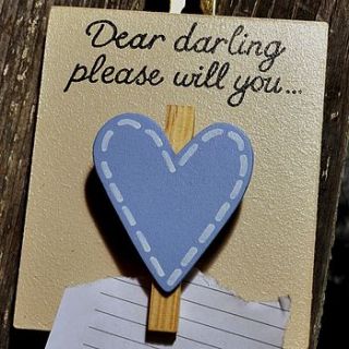 hand painted 'dear darling' peg blue by angelic hen