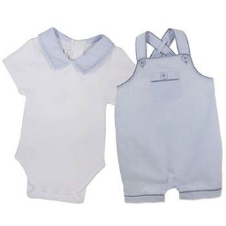 baby boy organic gingham overall and body by chateau de sable