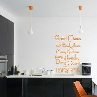 'good mums' kitchen wall sticker by wall decals uk by gem designs