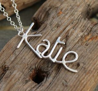personalised name pendant   vertical by marie walshe jewellery