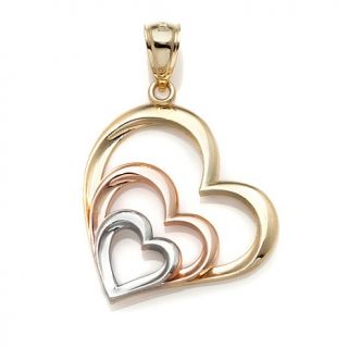 Michael Anthony Jewelry® 10K Gold Tri Color 3 Heart Open Metalwork Pendant