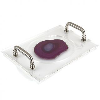 Richard Mishaan Genuine Agate Acrylic Tray with Handles