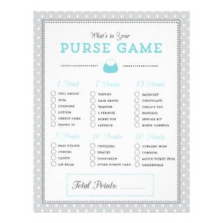 Blue & Gray What's in Your Purse? Game Flyer Design
