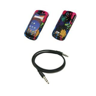 EMPIRE Black with Multi Color Paint Splatter Design Snap On Cover Case + 3.5mm Male to Male 20" 36" Stereo Auxiliary Cable for Samsung Epic 4G Cell Phones & Accessories