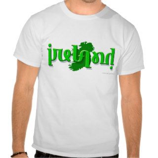 'Ireland' ambigram on a silhouette of Ireland Tee Shirt