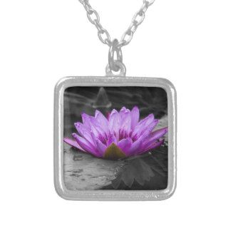 Purple Water Lily 002 Black and White Background Jewelry