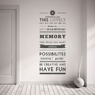 personalised quote wall sticker by oakdene designs