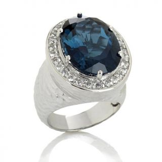 Sima K 13.94ct London Blue Topaz and White Topaz Sterling Silver Ring