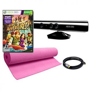 Xbox 360 Kinect Sensor Bar Bundle with Kinect Adventures Game, Pink Yoga Mat a