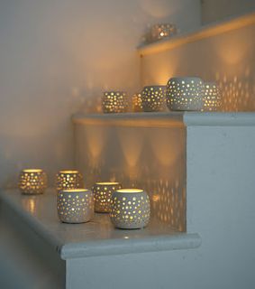 small ceramic tea light holders set of six by lavender room