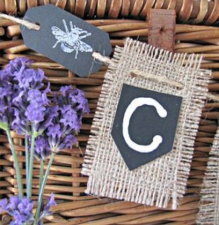 personalised hessian wedding cards bunting by paper beagle