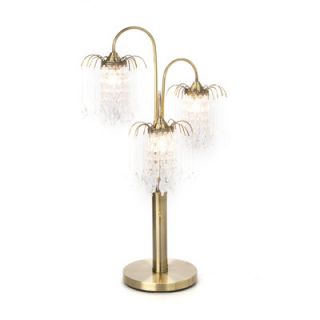 ORE Furniture Table Lamp with Crystal Like Shades in Antique Brass