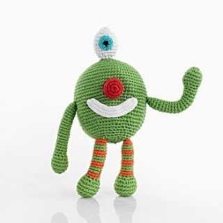 monster crochet rattle soft toy by the 3 bears one stop gift shop