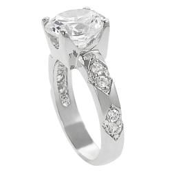 Journee Collection Silvertone Round cut Cubic Zirconia Engagement Ring Journee Collection Cubic Zirconia Rings
