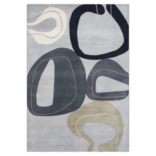 ZnZ Rug Gallery Hand made Wind Chime Grey Wool Rug (8' x 10') 7x9   10x14 Rugs