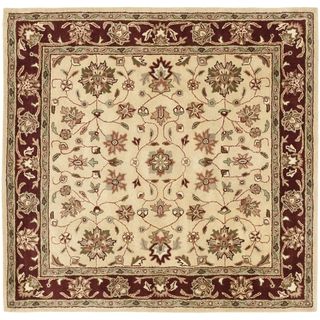 Handmade Heritage Tabas Ivory/ Red Wool Rug (6' Square) Safavieh Round/Oval/Square